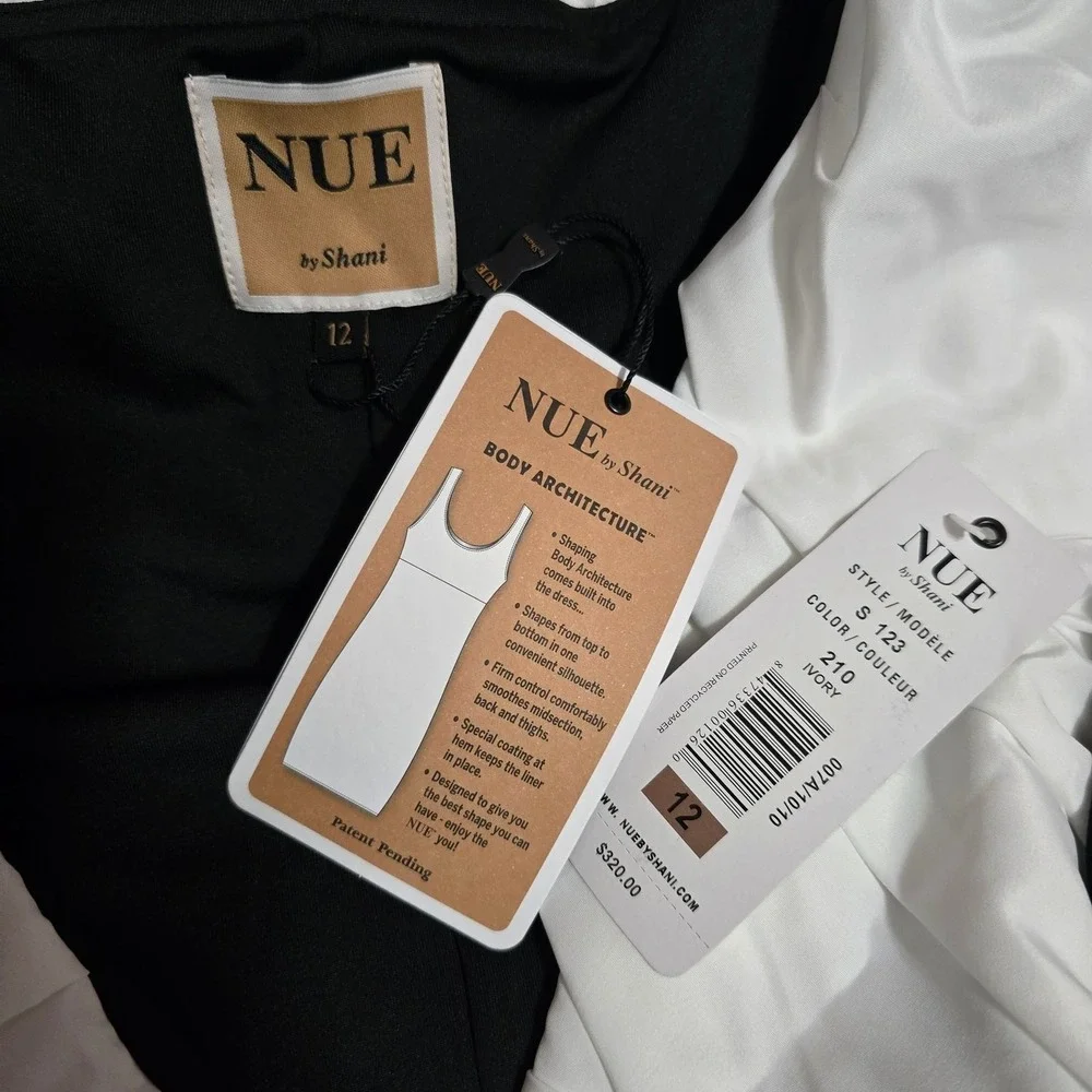 NUE by Shani Body Architecture Ruffle Collar Shapewear Dress‎ Gothic 12 NEW
